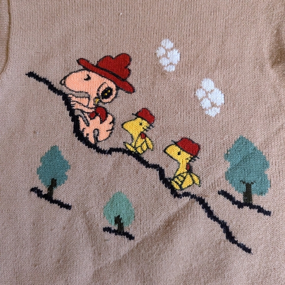 Vintage 60's 70's Kids Snoopy Knit Crewneck Sweater - Picture 3 of 5